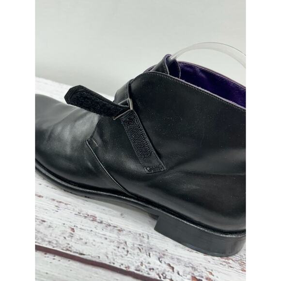 VTG Ralph Lauren Womens Ankle Boots Round Toe Purple Label Leather Black Size 9B - Picture 8 of 16